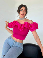 Privé Off Shoulder Red Casual Women's Shirt - Hues