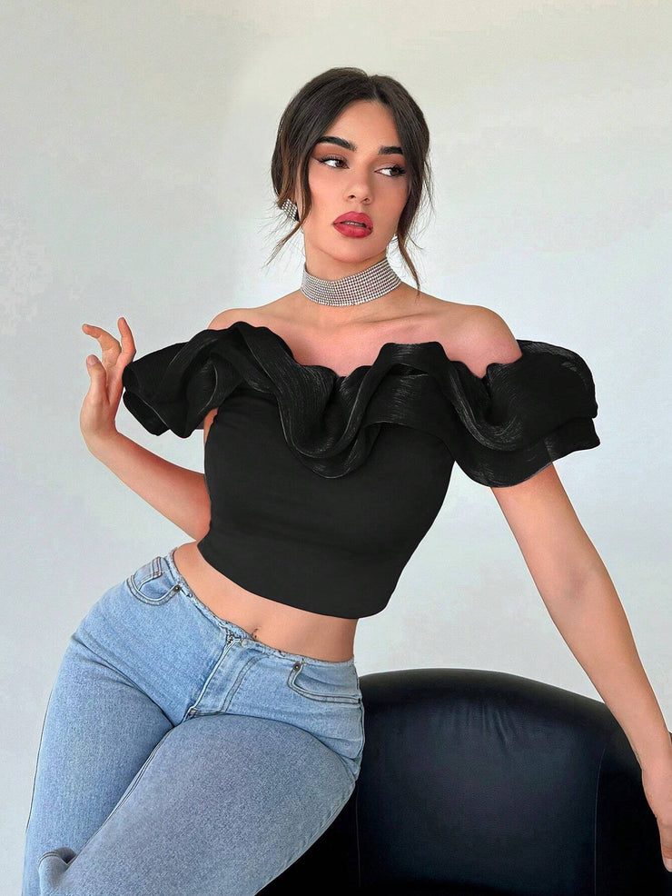 Privé Off Shoulder Red Casual Women's Shirt - Hues