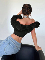 Privé Off Shoulder Red Casual Women's Shirt - Hues