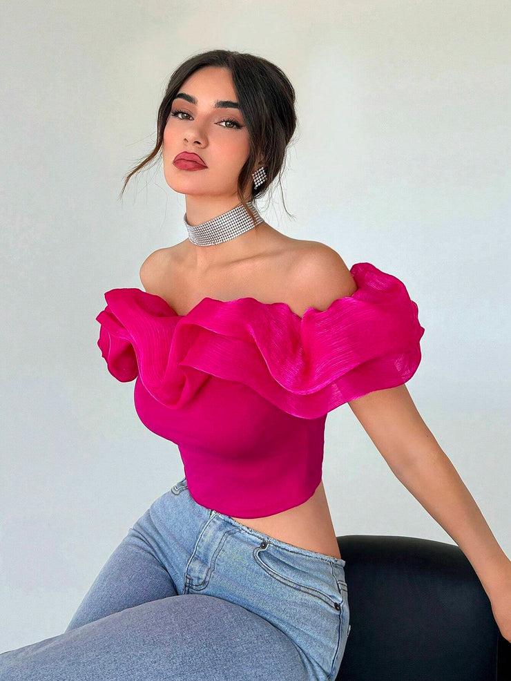Privé Off Shoulder Red Casual Women's Shirt - Hues