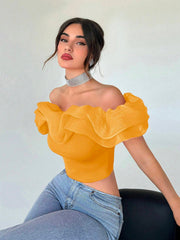 Privé Off Shoulder Red Casual Women's Shirt - Hues
