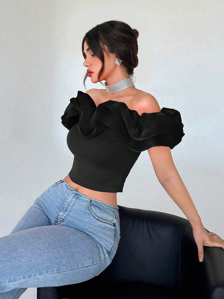 Privé Off Shoulder Red Casual Women's Shirt - Hues