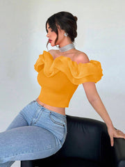 Privé Off Shoulder Red Casual Women's Shirt - Hues