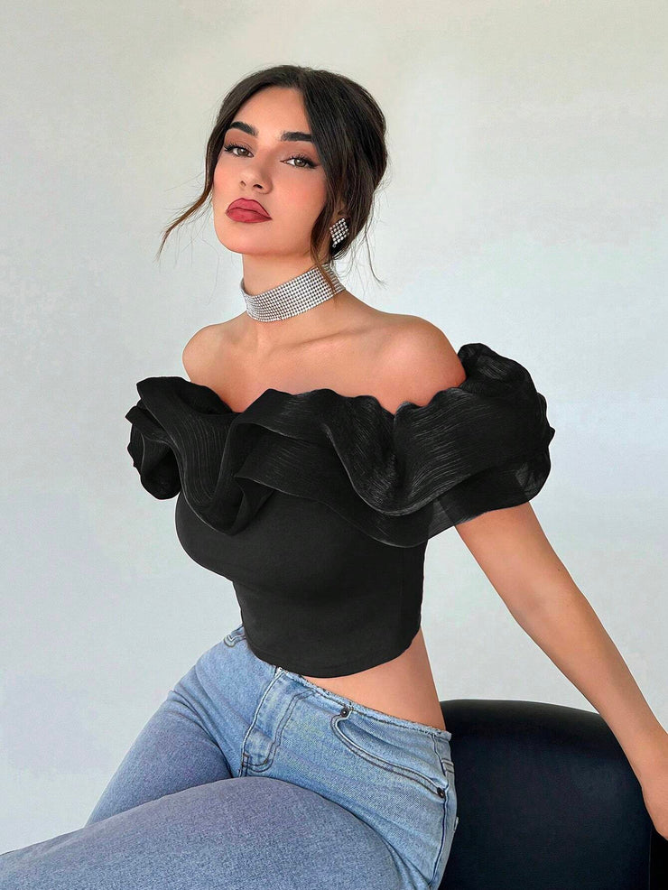 Privé Off Shoulder Red Casual Women's Shirt - Hues