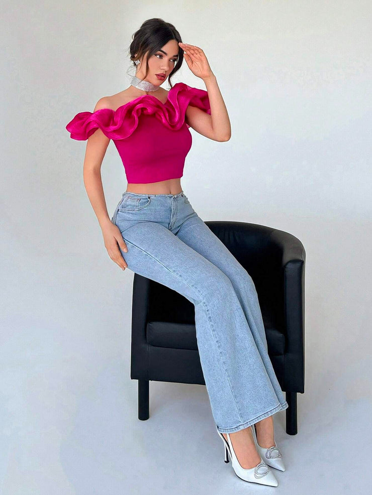Privé Off Shoulder Red Casual Women's Shirt - Hues