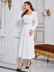 Modelyn Rhinestone Detail A-Line Dress Long Evening Dresses