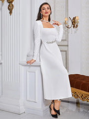 Modelyn Rhinestone Detail A-Line Dress Long Evening Dresses
