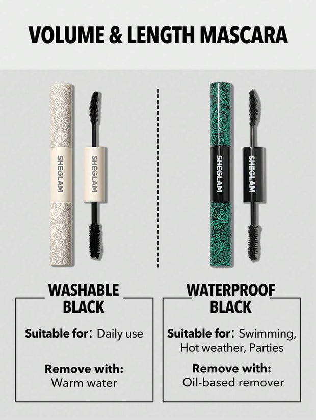 SHEGLAM All-In-One Volume & Length Mascara 2 In 1 Waterproof Volumizing Dual-Ended Brush