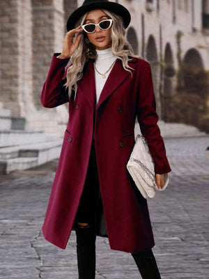 Frenchy Women's Double-breasted Woolen Coat - Hues