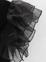 Women's Romantic Slim Black Elements Mesh Sexy Bodysuit