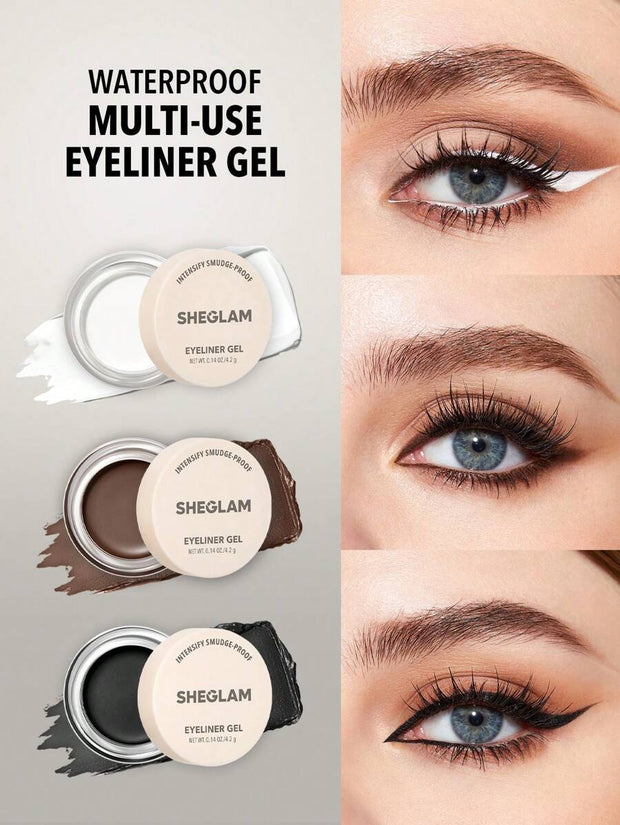 SHEGLAM Intensify Smudge-Proof Eyeliner Gel-Brown 3 Colors Waterproof Long-Lasting Matte Eyeliner Gel