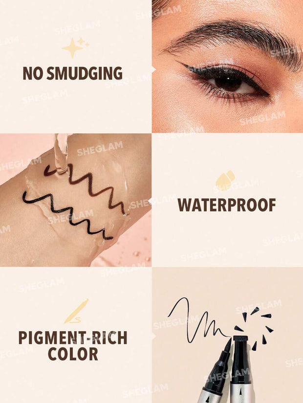 SHEGLAM Wing It Waterproof Liner Duo-Brown Highly Pigmented Matte Eyeliner Penci