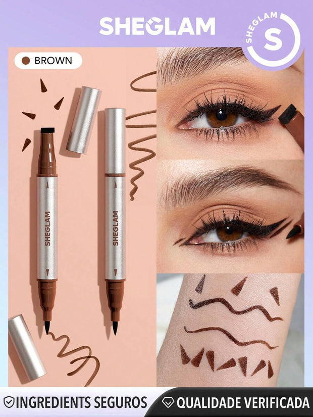 SHEGLAM Wing It Waterproof Liner Duo-Brown Highly Pigmented Matte Eyeliner Penci