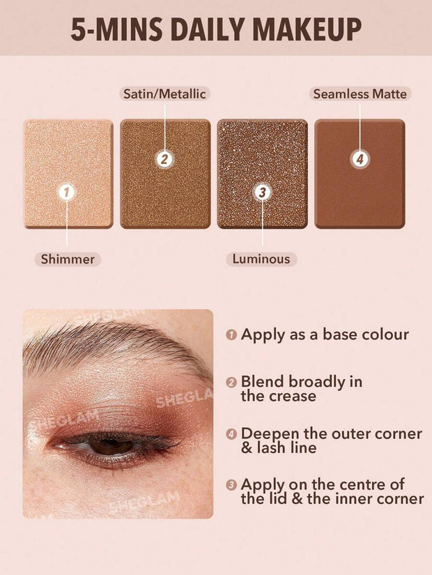 SHEGLAM Essential Square Eyeshadow Quad-Serendipity Makeup