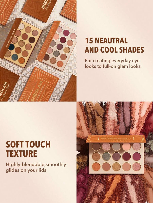 SHEGLAM Centuries Palette 15-Color Matte Shimmer Eyeshadow Palette Neutral And Cool Tones