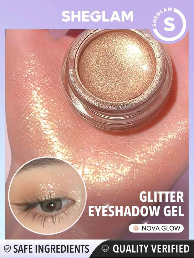 SHEGLAM Jelly Wow Eyeshadow Pop-Delirious Long Lasting Glitter Eyeshadow Gel High Shine Blue Shimmer Ultra Pigmented
