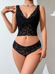 2pcs Women's Romantic Lace Comfortable And Elegant Bra & Panty Lingerie Set