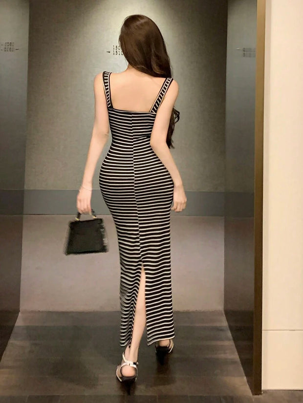 DAZY Women's Casual Striped Sleeveless Dress Sundress