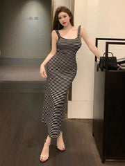DAZY Women's Casual Striped Sleeveless Dress Sundress