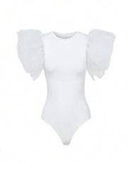 Women's Romantic Slim Black Elements Mesh Sexy Bodysuit