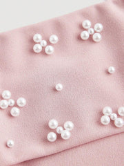 Pink Luxury Pearl Glitter Wide Leg Jumpsuit, Wedding Women Jumpsuit