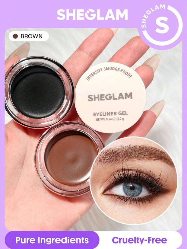 SHEGLAM Intensify Smudge-Proof Eyeliner Gel-Brown 3 Colors Waterproof Long-Lasting Matte Eyeliner Gel