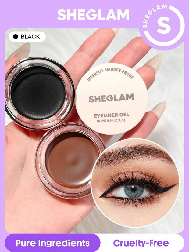 SHEGLAM Intensify Smudge-Proof Eyeliner Gel-Brown 3 Colors Waterproof Long-Lasting Matte Eyeliner Gel