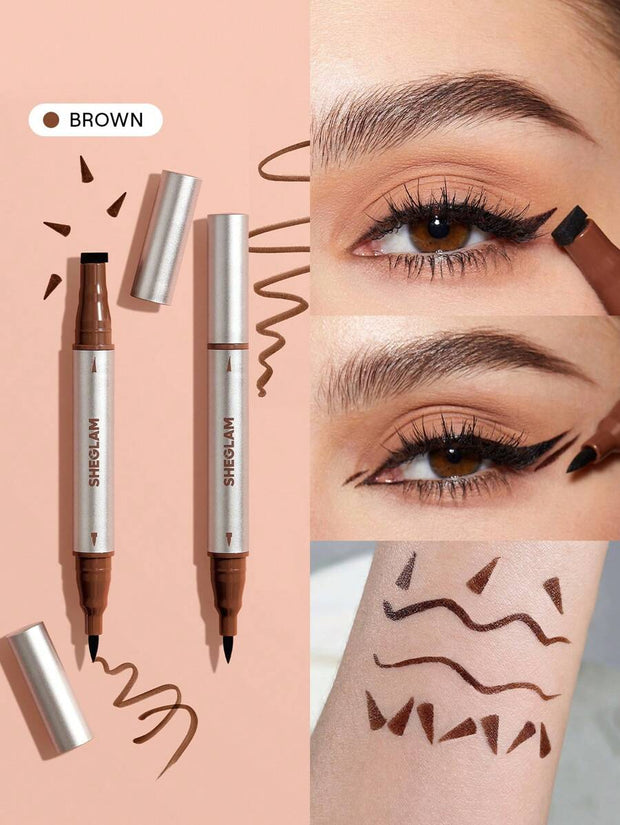 SHEGLAM Wing It Waterproof Liner Duo-Brown Highly Pigmented Matte Eyeliner Penci