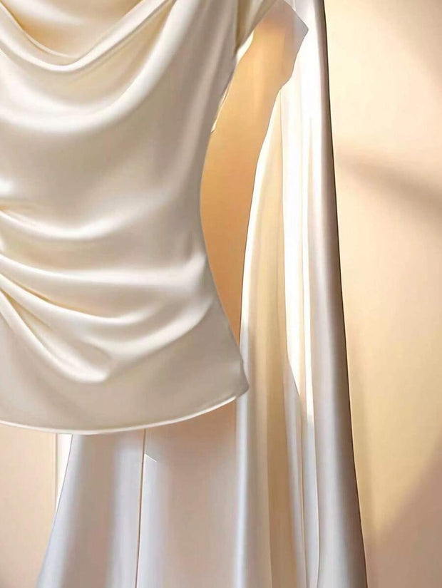 Franclia 2pcs Set Elegant Solid Color Ruffled Collar Blouse And Skirt