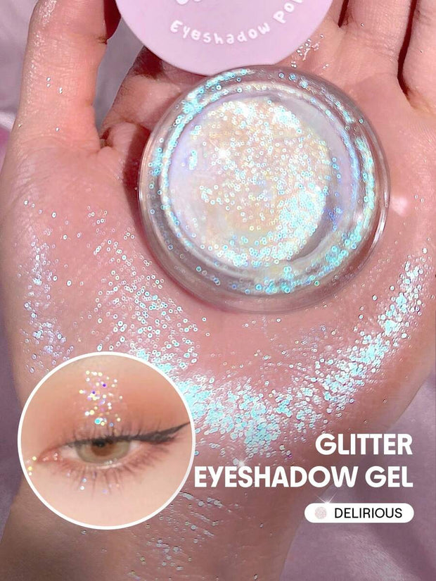 SHEGLAM Jelly Wow Eyeshadow Pop-Delirious Long Lasting Glitter Eyeshadow Gel High Shine Blue Shimmer Ultra Pigmented