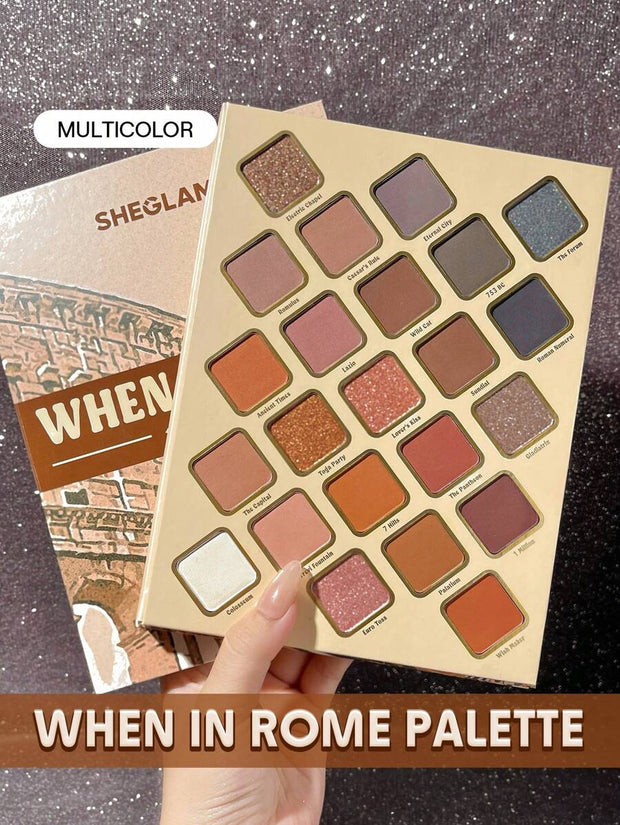 SHEGLAM When In Rome Palette 23-Clolor Shimmer Glitter Matte Eyeshadow Palette Rose Neutral Tone