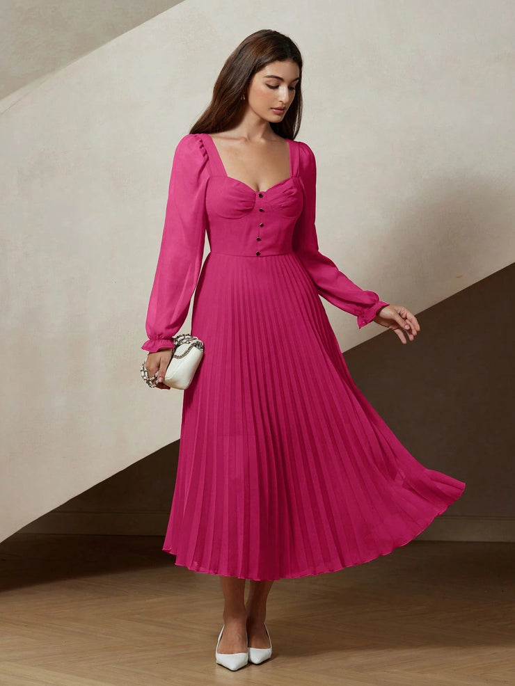 Aveloria Rosie High Waist Ruffled Hem Long Sleeve Dress
