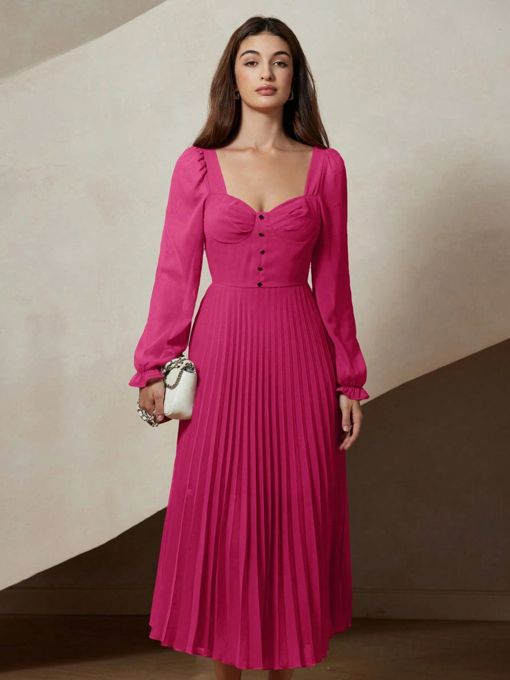 Aveloria Rosie High Waist Ruffled Hem Long Sleeve Dress