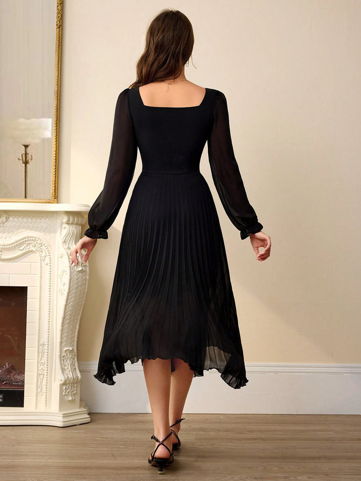 Aveloria Rosie High Waist Ruffled Hem Long Sleeve Dress