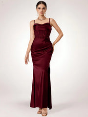 Coutiva Women Rhinestone Embellished Sheer Black Long Evening Gown