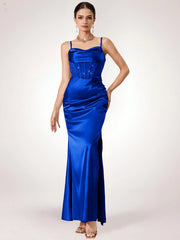 Coutiva Women Rhinestone Embellished Sheer Black Long Evening Gown