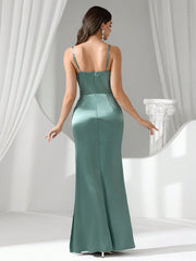 Coutiva Women Rhinestone Embellished Sheer Black Long Evening Gown