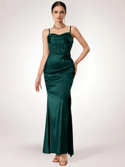 Coutiva Women Rhinestone Embellished Sheer Black Long Evening Gown