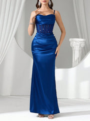 Coutiva Women Rhinestone Embellished Sheer Black Long Evening Gown