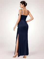 Coutiva Women Rhinestone Embellished Sheer Black Long Evening Gown