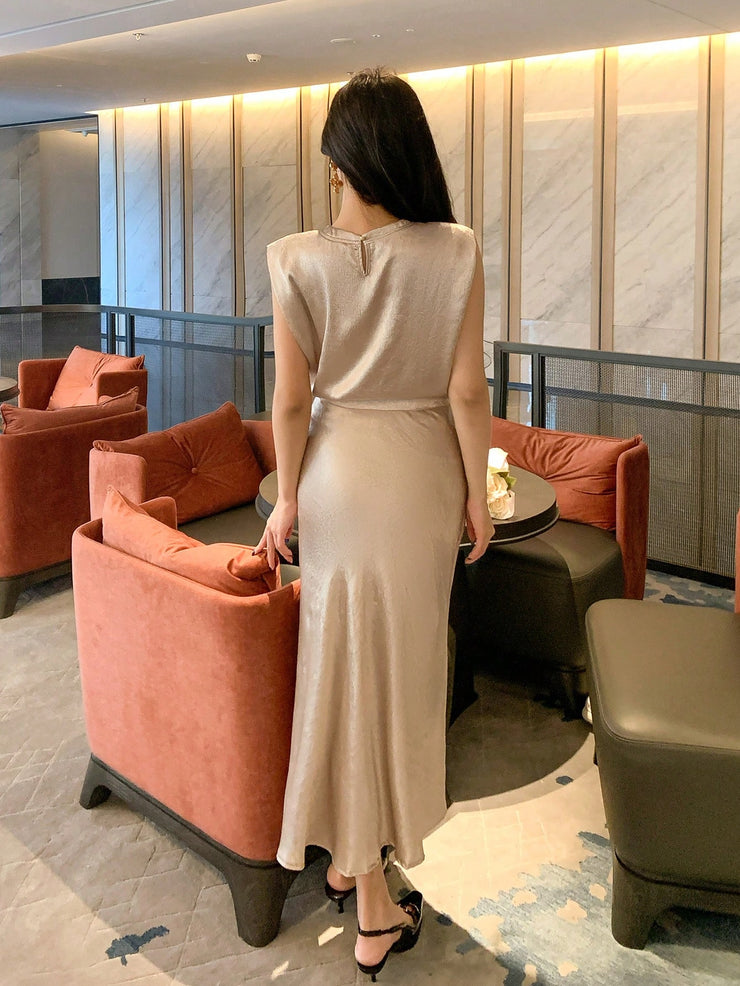 DAZY 2pcs Women Sleeveless Top And Skirt Set