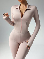 Dewbera Women's Solid Color Fitted Long Sleeve Top And Flared Pants Sportswear Set Gym Women Outfit