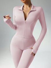 Dewbera Women's Solid Color Fitted Long Sleeve Top And Flared Pants Sportswear Set Gym Women Outfit