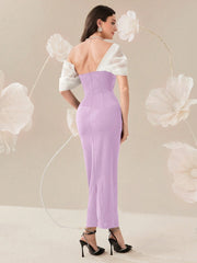 Modelyn Elegant Color Block Splice Women's Summer Long Dress With Rhinestone Decoration