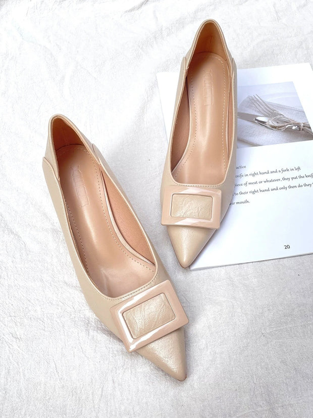 Women Metal Decor Point Toe Court Pumps, Elegant Outdoor Pumps - Hues