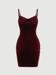 BAE Chain Detail Ruched Velvet Bodycon Dress - Hues