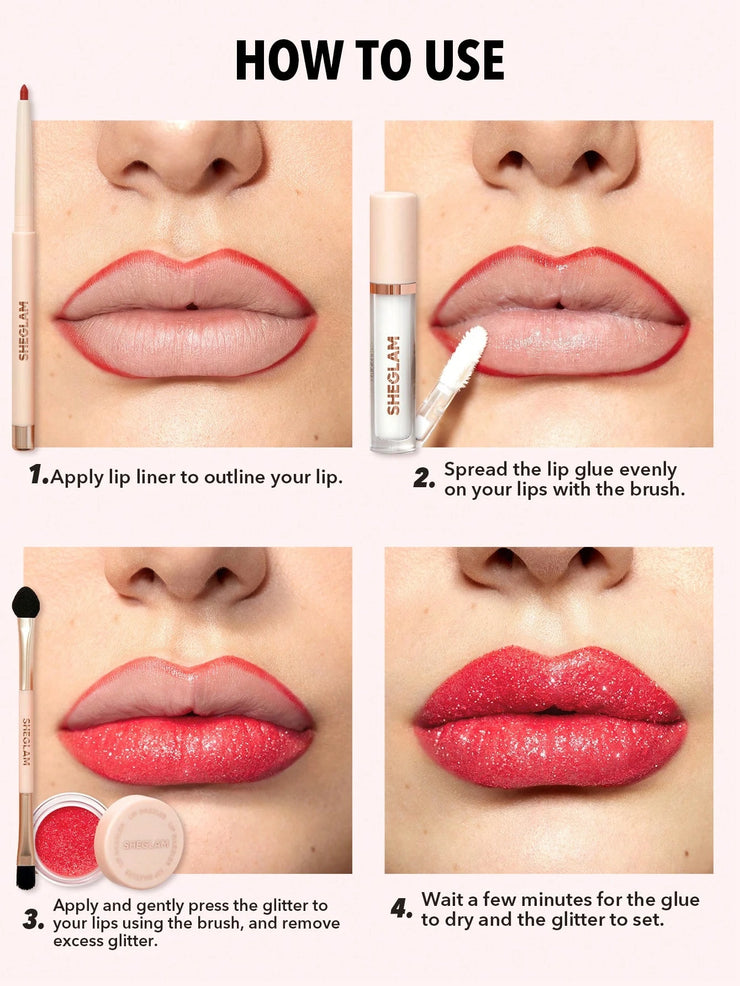 SHEGLAM Lip Dazzler Glitter Kit-Center Stage Long-Lasting Glitter Lip Gloss