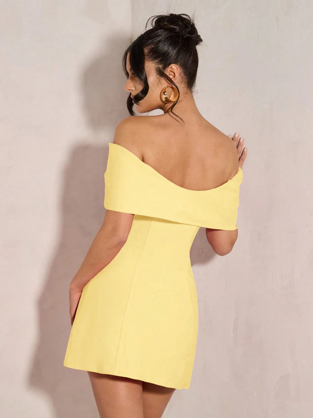SHEIN BAE Women's Elegant Open Shoulder Bowknot Cocktail Dress