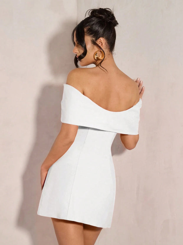 SHEIN BAE Women's Elegant Open Shoulder Bowknot Cocktail Dress