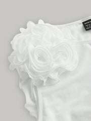 SHEIN MOD Women Fashionable Tight-Fitting Dress With Asymmetrical Hemline, 3D Flower And Sash Detail